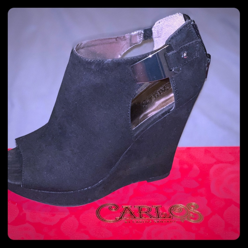 Suede wedge booties